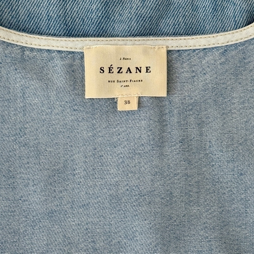 NWOT Sezane Midi Denim Long-Sleeve Caterina Dress - Picture 6 of 8